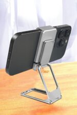 BUFFER®  360 derece Dönen Tüm Telefon Tipleri İle Uyumlu Metal Telefon Standı Braket - Görsel 8