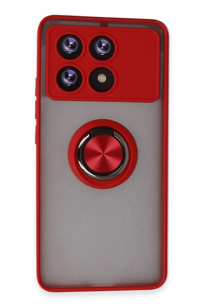 Mey İthalat®   Poco X6 Pro Kılıf Montreal Yüzüklü Silikon Kapak - Kırmızı