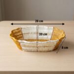 BUFFER® Oval Çift Renkli Plastik Rattan Ekmek ve Meyve Sepeti - Çok Amaçlı Banyo ve Mutfak Düzenleyici - Yıkanabilir Dekoratif Tezgâh Üstü Organizer - Görsel 5