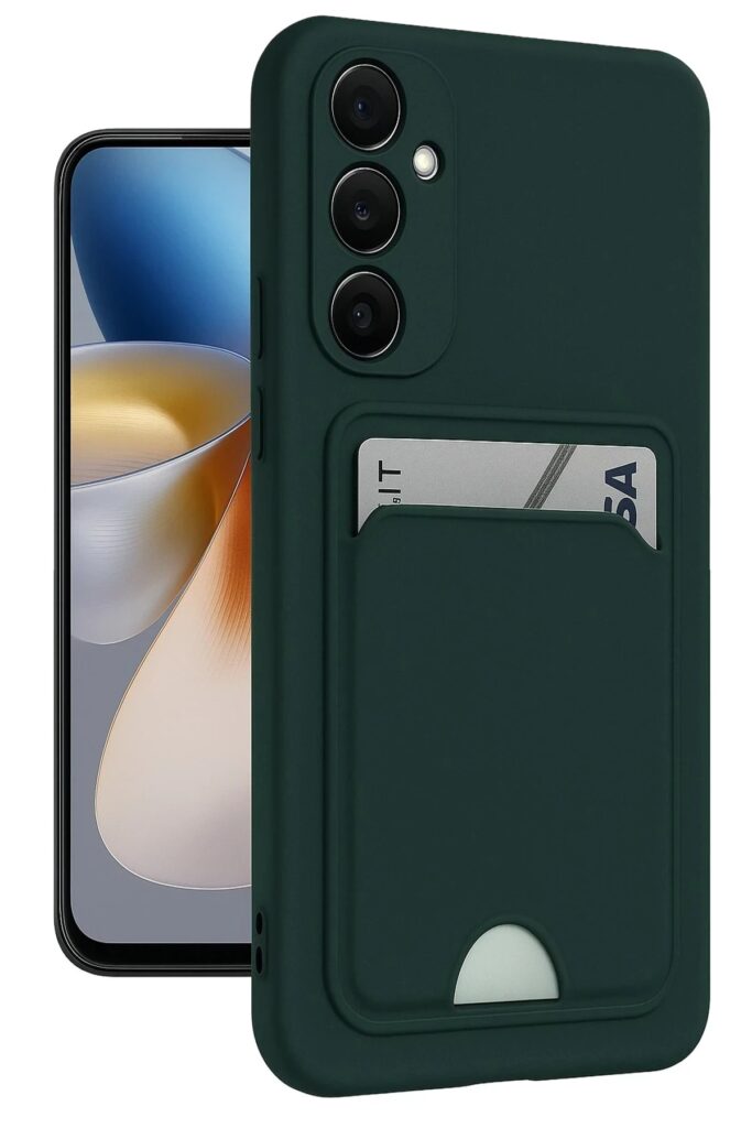 Mey İthalat®  Samsung Galaxy A55 5G Kılıf Kelvin Kartvizitli Silikon - Koyu Yeşil
