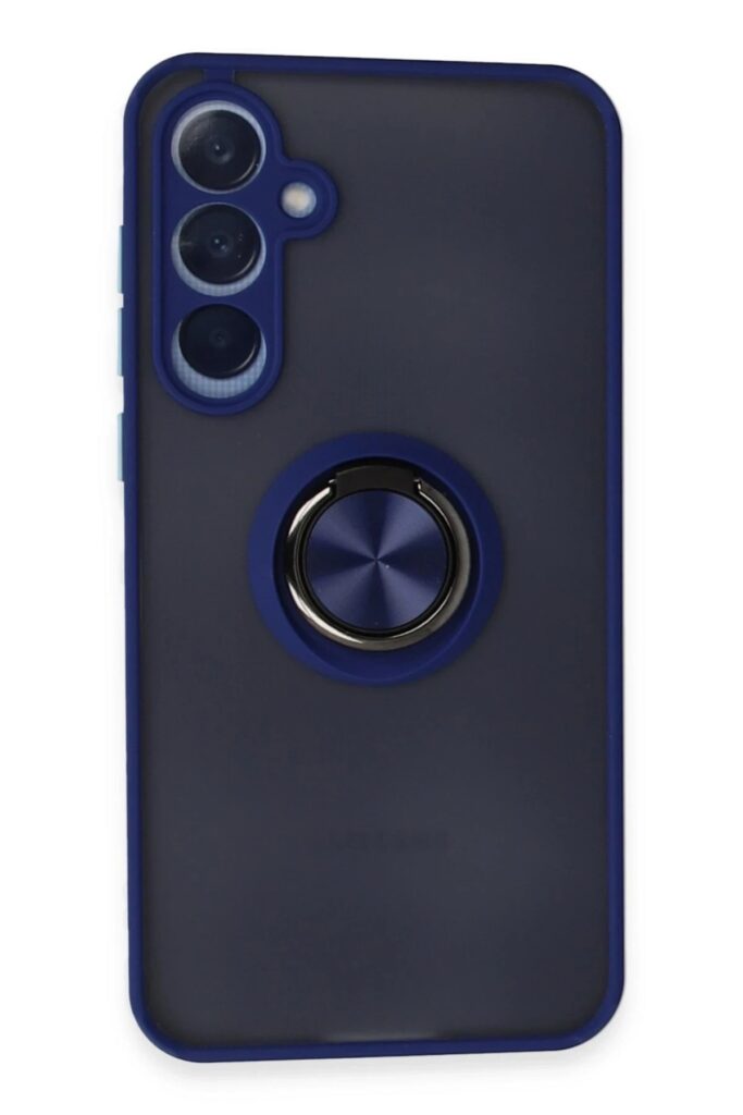 Mey İthalat®  Samsung Galaxy A15 4G Kılıf Montreal Yüzüklü Silikon Kapak - Lacivert