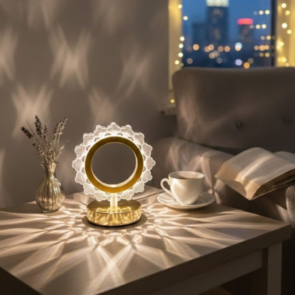 BUFFER® Güneş Şeklinde Kristal LED Masa Lambası – Dokunmatik