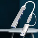 BUFFER® 4 Port'lu Bağlantı İstasyonu Ultra İnce USB Bölücü TYPE-C tipi Çoklu Arayüz Adaptörü Multi Usb Çoklayıcı - Görsel 3