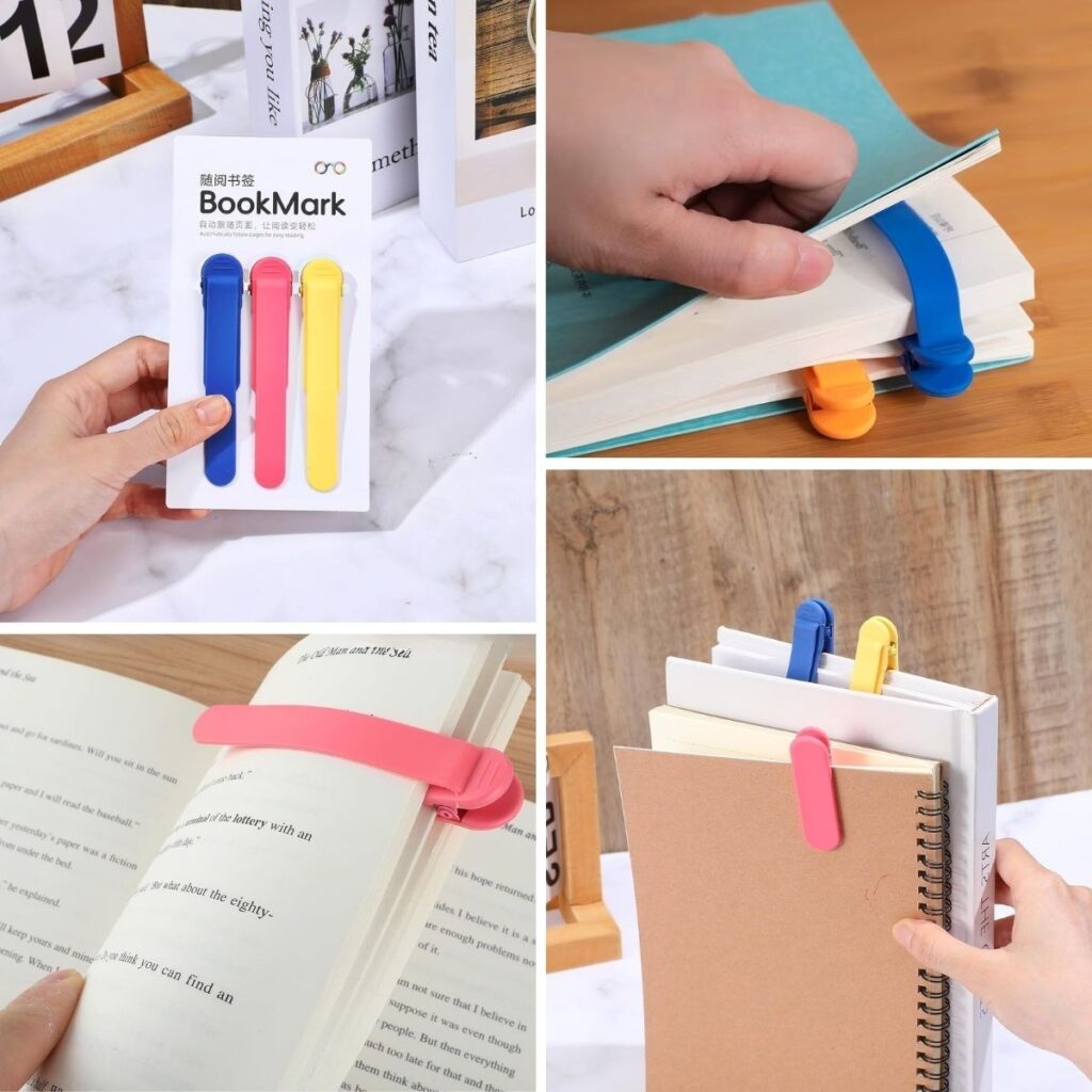 3’lü Otomatik Kitap Ayıracı – Akıllı Silikon Yer İmi Klips Seti