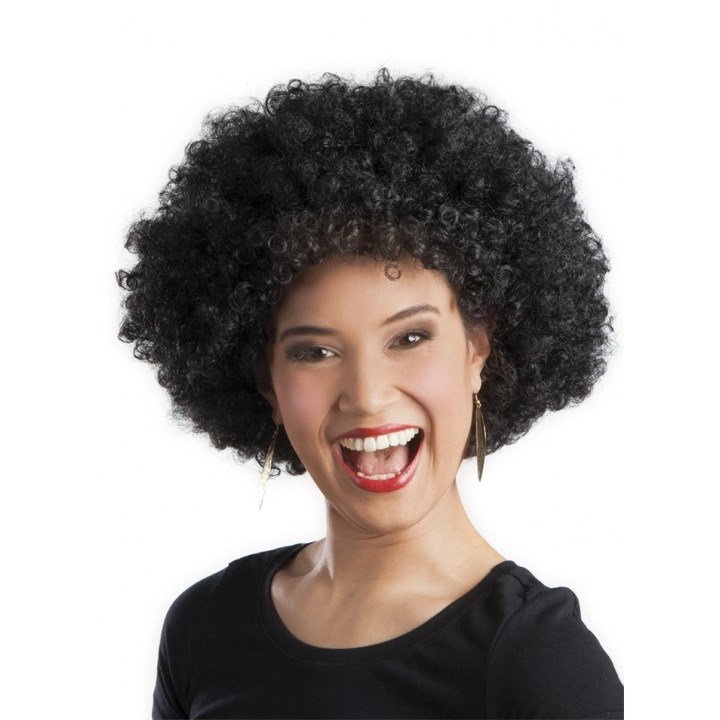 Mey İthalat® Siyah Renk Kıvırcık Afro Bonus Peruk Parti Peruğu