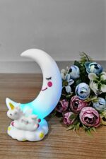 BUFFER® Sevimli Ay Ve Unicornlu Renk Değiştiren Gece Lambası Su Yeşili - Görsel 2