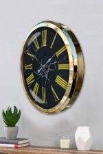 Black Marble Gold 52 Cm Metal Duvar Saati - Görsel 2