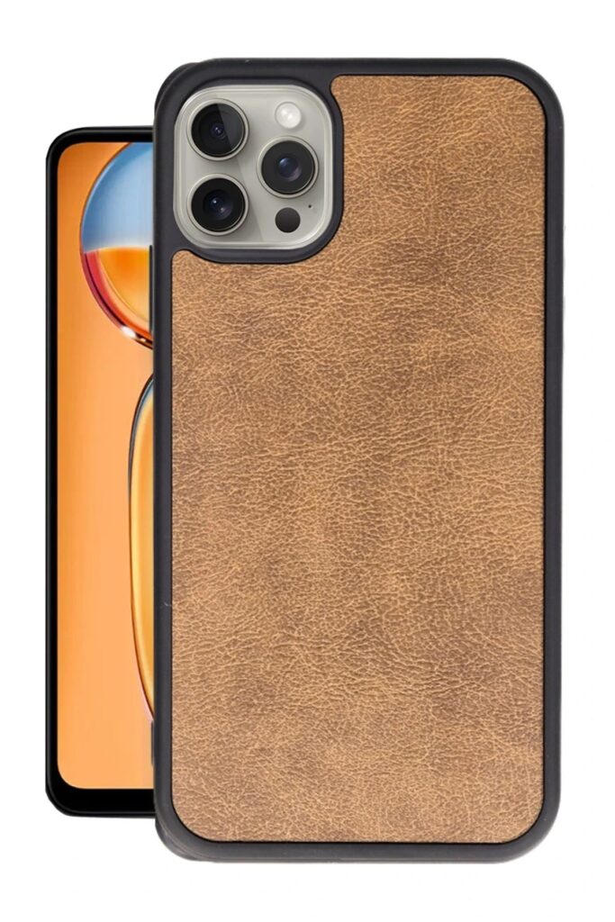 Mey İthalat®  iPhone 14 Pro Max Kılıf Aras Deri Kapak - Taba