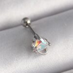 Mey İthalat® 316L Çelik Gümüş Renk Zirkon Taşlı Kalp Tragus Piercing
