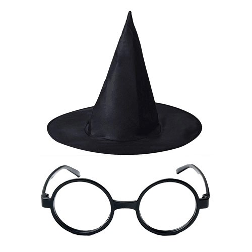 Mey İthalat® Harry Potter Büyücü Şapkası ve Harry Potter Büyücü Gözlüğü Siyah Renk