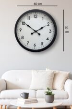 60 cm Siyah Dekoratif Metal Duvar Saati - Görsel 2