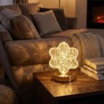 BUFFER® Çiçek Model Kristal LED Masa Lambası – Dokunmatik, 3 Renk Işık Modlu, Şarjlı Mini Dekoratif Gece Lambası - Görsel 4