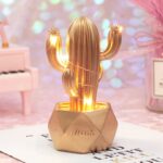 BUFFER® Led Işıklı Sevimli Kaktüs Dekoratif Masa Lambası Mini Biblo Gece Lambası-GOLD - Görsel 2
