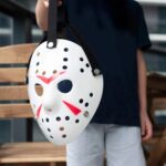Mey İthalat® Beyaz Renk Kırmızı Çizgili Tam Yüz Hokey Jason Maskesi Hannibal Maskesi - Görsel 7