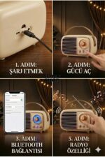 Nostaljik Retro Bluetooth Hoparlör FM Radyo ve USB Girişli Yüksek Ses Kaliteli Taşınabilir speaker - Görsel 2
