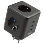 BUFFER® Isıya Dayanıklı Termal Akım Korumalı ve Çocuk Korumalı 3 Priz Girişli 3 USB Girişli Küp Priz - Görsel 2