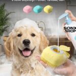 Şampuan Hazneli Kedi Köpek Yıkama Fırçası - Silikon Masaj Tarağı ve Evcil Hayvan Banyo Aparatı