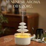 3 Katlı Şelale YAĞMUR Tasarımlı Ultrasonik Aroma Difüzör – 6 Renk LED Işıklı Hava Nemlendirici