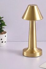BUFFER® Çatı Model Gold Renk Şarjlı Dokunmatik 3 Renkli LED Masa Lambası - Görsel 6