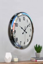 Sade Ve Şık Krom 52 Cm Metal Dekoratif Duvar Saati - Görsel 3