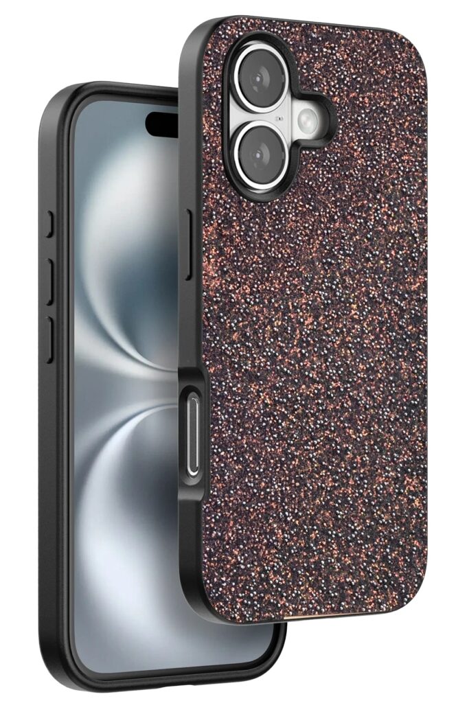 Mey İthalat®  iPhone 16 Plus Bright Simli Kapak - Derin Mor