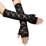 Mey İthalat® Uzun Zarif Dantel Eldiven Parmaksız Siyah 35 cm - Görsel 2