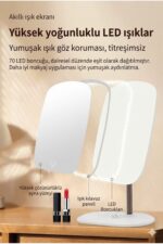 Dokunmatik led ışıklı makyaj aynası dikdörtgen 3 renk ışık LED MASA AYNASI - Görsel 4