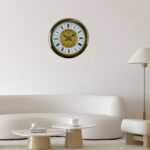 Gold Motifli 40 Cm Metal Duvar Saati