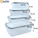 BUFFER® 4lü İç İçe Sızdırmaz Contalı Kilitli Kapaklı Plastik Erzak Saklama Kapları LC315 - Görsel 4