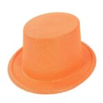 Mey İthalat® Floresan Turuncu Renk Simli Uzun Fötr Melon Şapka 12 cm