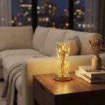 BUFFER® Silindirik Kristal Altın Toz Model LED Masa Lambası – Gold Tabanlı