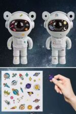 BUFFER® Stickerlı ,Kumandalı ASTRONOT Model Gece Lambası - Görsel 7