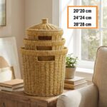 BUFFER® 3’lü İç İçe Geçebilen Büyük Plastik Rattan Hasır Sepet Seti-Dayanıklı Çok Amaçlı Ev,Banyo ve Mutfak Düzenleyici - Görsel 5