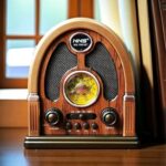 BUFFER® Orta Boy Kubbe Model Retro Ahşap Tasarım Bluetooth Hoparlörlü Radyo – FM/AM Destekli