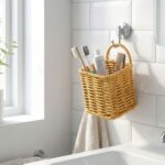 BUFFER® Kare Hasır Dokulu Plastik Rattan Kaşıklık & Çatallık – Askılı Kendiliğinden Tutmalı Çok Amaçlı Mutfak Organizeri - Görsel 2