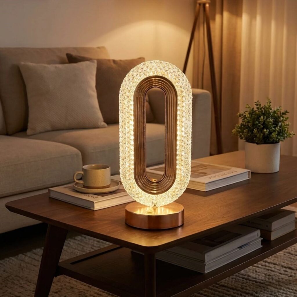 BUFFER® Oval Şeklinde Kristal LED Masa Lambası – Dokunmatik