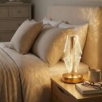 BUFFER® Çapraz Kavisli Ters Kristal Simli LED Masa Lambası – Gold Gövdeli