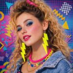 Mey İthalat® 80’ler 90'lar Retro Neon Sarı Şimşek Küpe 10 cm - Görsel 3