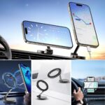 BUFFER® Tüm Telefonlarla Uyumlu Manyetik Araç Telefonu Tutacağı Katlanır 360 Derece Dönen Telefon Standı - Görsel 4