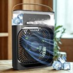 BUFFER® Taşınabilir 3 Farklı Mod Ayarlı 7 Farklı Led Işıklı Sulu Soğutmalı Taşınabilir Masaüstü USB Fan Vantilatör - Görsel 3