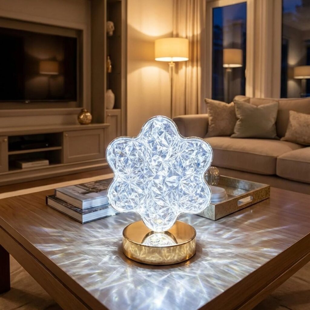 BUFFER® Çiçek Model Kristal LED Masa Lambası – Dokunmatik
