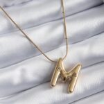Mey İthalat® 316L Çelik Gold Renk Bubble "M" Harf Model Kadın Kolye