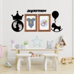 BUFFER® DECO103 Supermen Dekoratif Duvar Süsü Tablo Aksesuar Ahşap Tasarım Hediye Pano Sticker Seti - Görsel 5