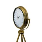 24 Saat Göstergeli Özel Tasarım Gold Tripod Ayaklı Duvar Saati - Görsel 2