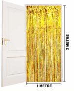 Mey İthalat® Altın Gold Renk Ekstra Metalize Parlak Saçaklı Arka Fon Perde İthal A Kalite 1x2 Metre - Görsel 4