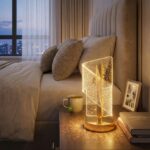 BUFFER® Çapraz Kavisli Kristal Simli LED Masa Lambası – Gold Gövdeli