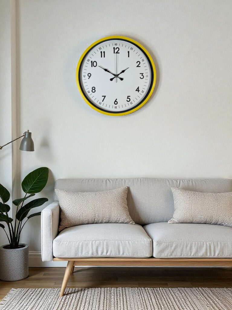 36 Cm Sarı Modern Dekoratif Duvar Saati