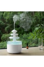 3 Katlı Şelale YAĞMUR Tasarımlı Ultrasonik Aroma Difüzör – 6 Renk LED Işıklı Hava Nemlendirici - Görsel 3