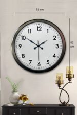 Black Classic 52 Cm Metal Modern Ve Şık Duvar Saati - Görsel 5