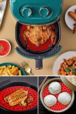 BUFFER® Renkli Isıya Dayanıklı Yıkanılabilir Silikon Fırın Ve Airfryer Yuvarlak Pişirme Matı 20 Cm - Görsel 5